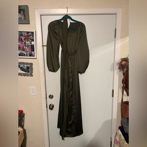 Baltic born olive green satin dress